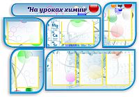 Комплект стендов для школы НА УРОКАХ ХИМИИ (Голубой), 1,29*0,89м