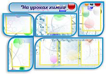 Комплект стендов для школы НА УРОКАХ ХИМИИ (Голубой), 1,29*0,89м