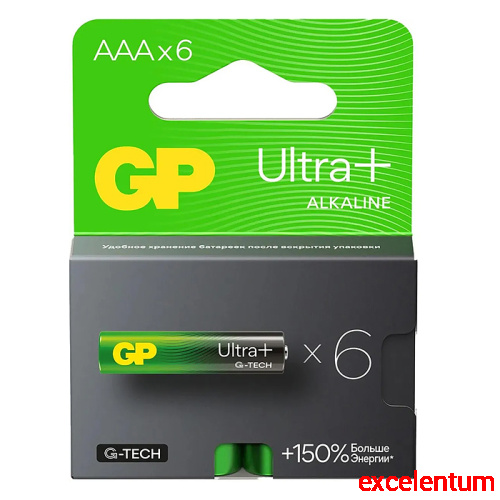 Батарейки алкалиновые GP Ultra Plus GP24AUPA21-2CRB6 G-TECH LR03 BL6 Батарейки алкалиновые GP Ultra Plus GP24AUPA21-2CRB6 G-TECH LR03 BL6