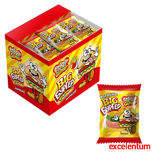 Мармелад "Crazy gummy. Big Бургер" 18гр*36шт Мармелад "Crazy gummy. Big Бургер" 18гр*36шт