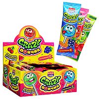 Карамель на палочке с конфетой "Crazy Пончик" ассорти 10г 30шт