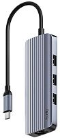 Разветвитель USB-C Cudy UH606 3порт. серебристый