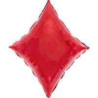 Шар (27''/69 см) Фигура, Покер, Карточная масть: Бубны, Красный, 1 шт. в уп.