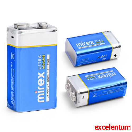Батарея щелочная Mirex 6LR61/ Крона 9V 1 шт Батарея щелочная Mirex 6LR61/ Крона 9V 1 шт