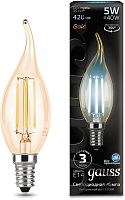 Лампа филам. Gauss Filament 5Вт цок.:E14 свеча 220B св.свеч.бел.нейт. (упак.:1шт) (104801805)