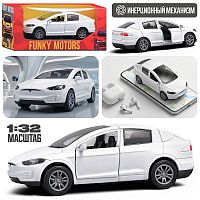 Белая инерционная машинка вид В die-cast , 1:32