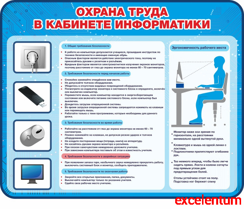 Стенд для школы ОХРАНА ТРУДА В КАБИНЕТЕ ИНФОРМАТИКИ, 1,1*0,9м Стенд для школы ОХРАНА ТРУДА В КАБИНЕТЕ ИНФОРМАТИКИ, 1,1*0,9м