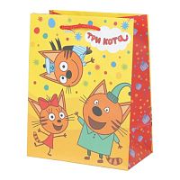 Пакет подарочный матовый "Три кота" M, 140 гр/м2
