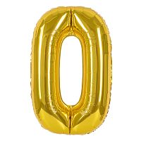 Шар (40''/102 см) Цифра, 0, Золото, 1 шт. в уп.