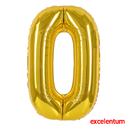 Шар (40''/102 см) Цифра, 0, Золото, 1 шт. в уп.