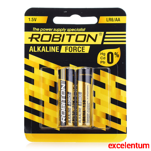 Батарейки алкалиновые ROBITON FORCE LR6 BL2 Батарейки алкалиновые ROBITON FORCE LR6 BL2