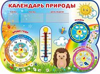 Стенд для детского сада КАЛЕНДАРЬ ПРИРОДЫ (Ежик), 0,78*0,58м