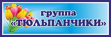 Табличка для детского сада с синей рамкой ГРУППА ТЮЛЬПАНЧИКИ, 0,3*0,1м