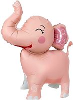 Шар 3D (25''/64 см) Фигура, Слоник, Розовый, Сатин, 1 шт. в уп.