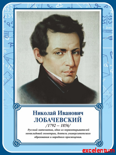 Стенд-портрет для школы в синей рамке ЛОБАЧЕВСКИЙ, 0,3*0,4м