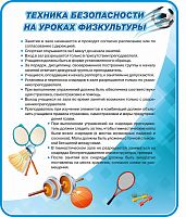 Стенд для школы ТЕХНИКА БЕЗОПАСНОСТИ НА УРОКАХ ФИЗКУЛЬТУРЫ, 0,9*1,1м