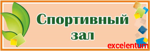 Табличка на дверь с зелеными листочками СПОРТИВНЫЙ ЗАЛ, 0,3*0,1м