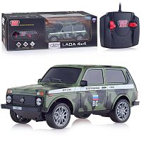 Машина р/у Lada 4x4 18 см. (свет, камуфляж) в коробке