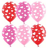Шар (12''/30 см) Сердечки, Ассорти, пастель, 5 ст, 25 шт.