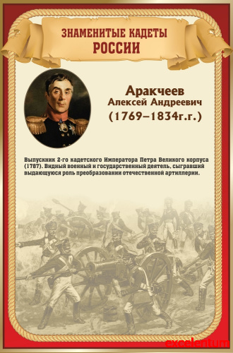 Стенд для школы ЗНАМЕНИТЫЕ КАДЕТЫ. АРАКЧЕЕВ, 0,4*0,6м Стенд для школы ЗНАМЕНИТЫЕ КАДЕТЫ. АРАКЧЕЕВ, 0,4*0,6м