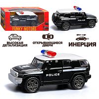 Чёрная инерционная машинка полицейская с белой крышей die-cast , 1:32