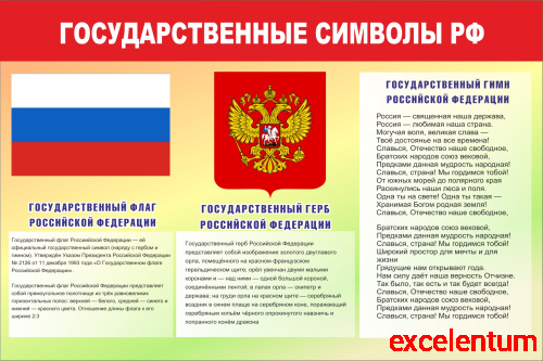 Стенд для школы ГОСУДАРСТВЕННЫЕ СИМВОЛЫ РФ, 0,9*0,6м Стенд для школы ГОСУДАРСТВЕННЫЕ СИМВОЛЫ РФ, 0,9*0,6м