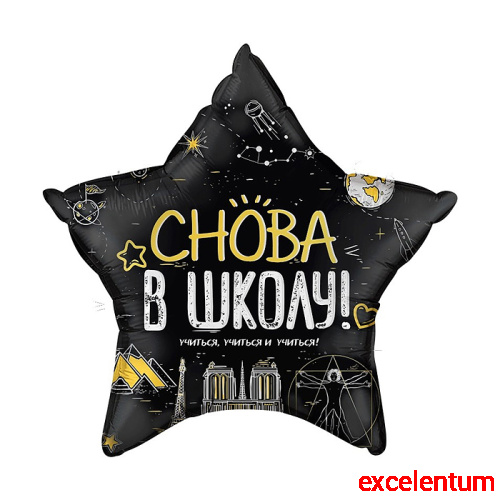 Шар (22''/56 см) Звезда, Снова В Школу!, Черный, 1 шт. в уп. Шар (22''/56 см) Звезда, Снова В Школу!, Черный, 1 шт. в уп.
