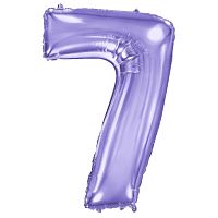 Шар (40''/102 см) Цифра, 7, Сиреневый, 1 шт. в уп.
