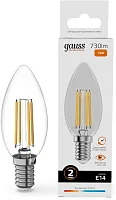 Лампа филам. Gauss Filament 12Вт цок.:E14 свеча 220B св.свеч.бел.теп. (упак.:10шт) (32112)