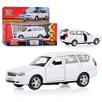 Машина металл Lada Priora, 12 см (откр дв, багаж, белый,) инерц, в коробке