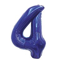 Шар (32''/81 см) Цифра, 4, Темно-синий, 1 шт. в уп.
