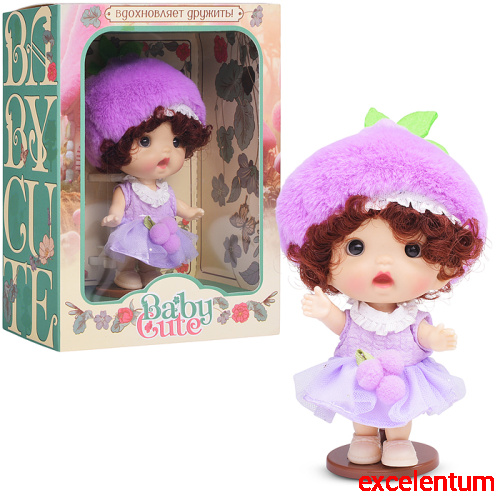 Виниловая кукла Baby Cute Flower с подставкой, 10 см "Лаванда"