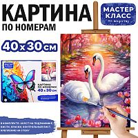 Набор для рисования "Картина по номерам 30*40 см. Лебеди"