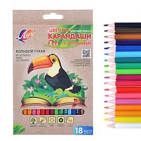 Карандаши цветные шестигранные "ZOO" 18 цв. (пластиковые)