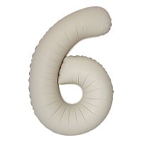 Шар (40''/102 см) Цифра, 6 Slim, Кремовый Латте, Матовый, 1 шт. в уп.