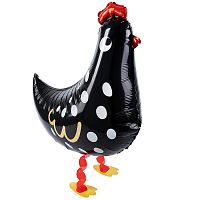 Шар 3D (23''/58 см) Ходячая Фигура, Курица, Черный, 1 шт. в уп.