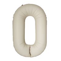 Шар (40''/102 см) Цифра, 0 Slim, Кремовый Латте, Матовый, 1 шт. в уп.