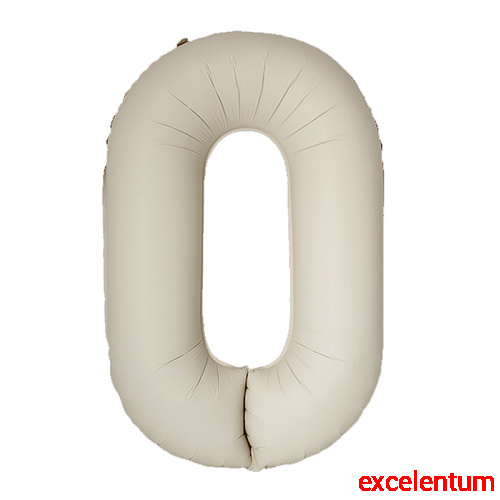 Шар (40''/102 см) Цифра, 0 Slim, Кремовый Латте, Матовый, 1 шт. в уп.
