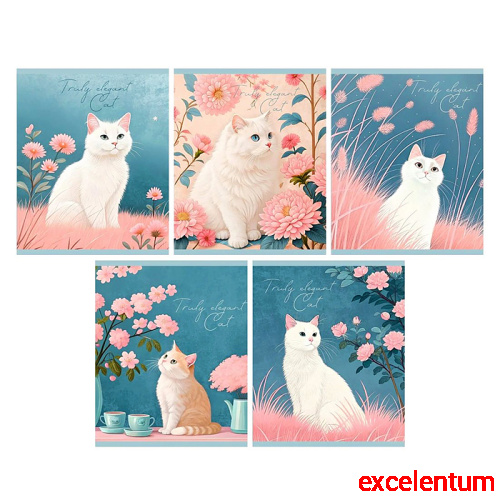 Тетрадь 48л. клетка "Elegant cat" А5 скрепка Тетрадь 48л. клетка "Elegant cat" А5 скрепка