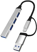 Разветвитель USB-C + USB-A Digma DHUB-4USB-AC-3.0