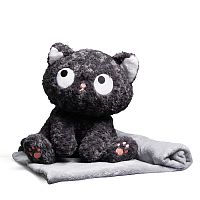 Мягкая игрушка "Кот Черныш" 45 см, с пледом (1,1х1,6м)